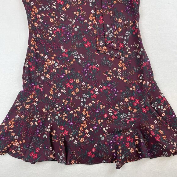 Ce Ce Mini Dress Short Sleeve Mock Neck Tie Burgundy Floral Teacher Career-8 - Picture 8 of 11